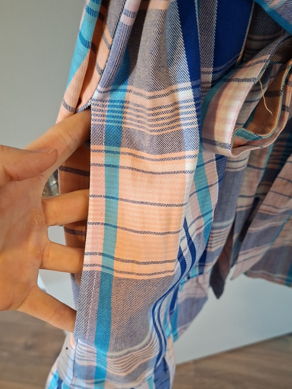 NWOT Chaps Orange & Blue Plaid Tie-waist Flutter-hem Shirt Dress (Size 2XL) - Picture 5 of 9